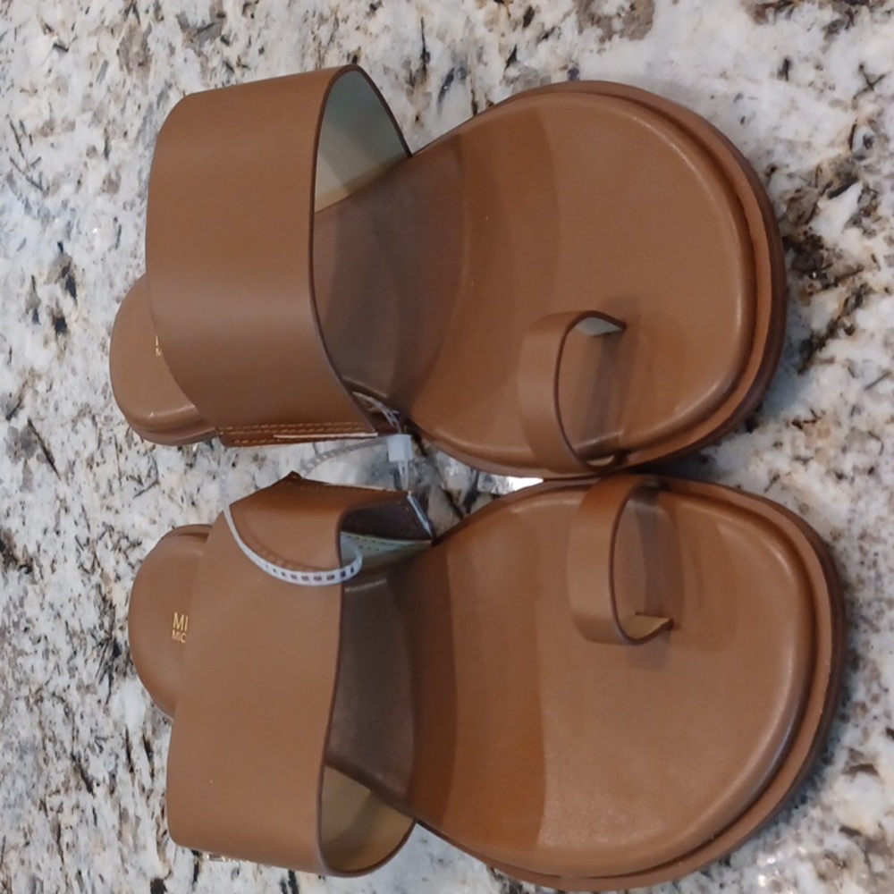Michael Kors Augustv MK Logo Leather Flat Toe Strap Sandals SZ 11 New - Picture 6 of 14